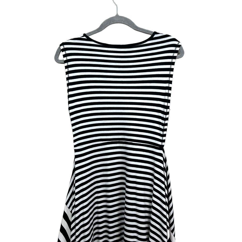 Patrizia Luca Stripe Midi Dress Stretch Striped Asymmetric Hem Sleeveless Sz S* - Picture 6 of 7